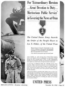 United Press advertisement in Broadcasting magazine, 1942