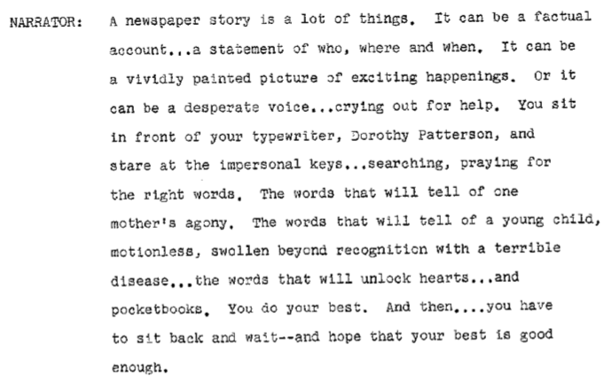 Script page describes story types